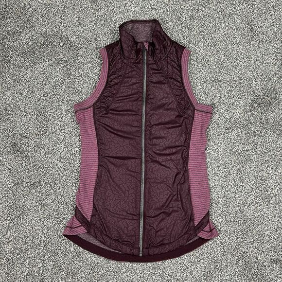 lululemon athletica Jackets & Blazers - Lululemon Rebel Runner Vest Womens 4 Petal Camo Print Quilted Bordeaux Berry